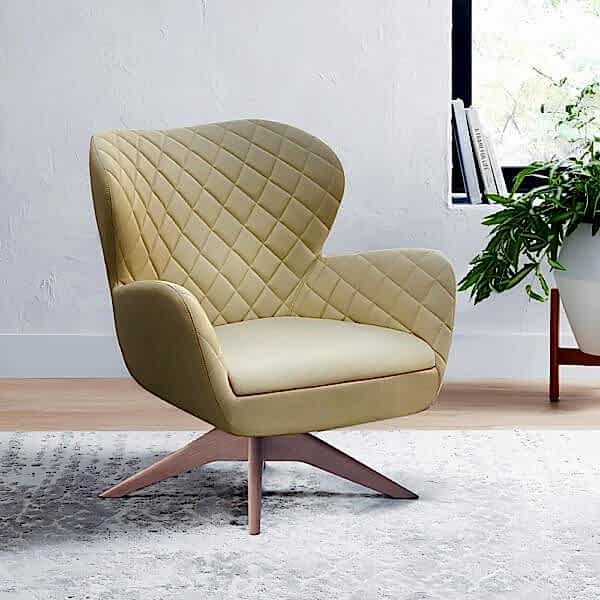Comfortable swivel armchair for added relaxation in the living room.