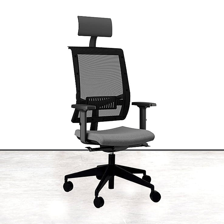 Adjustable office chair on wheels with lumbar support to promote better posture and reduce back strain.