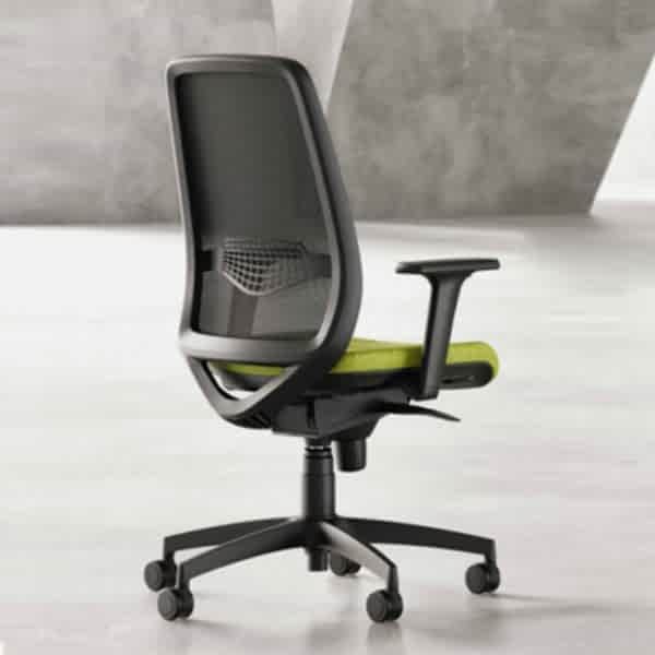 Office chair on wheels - back view