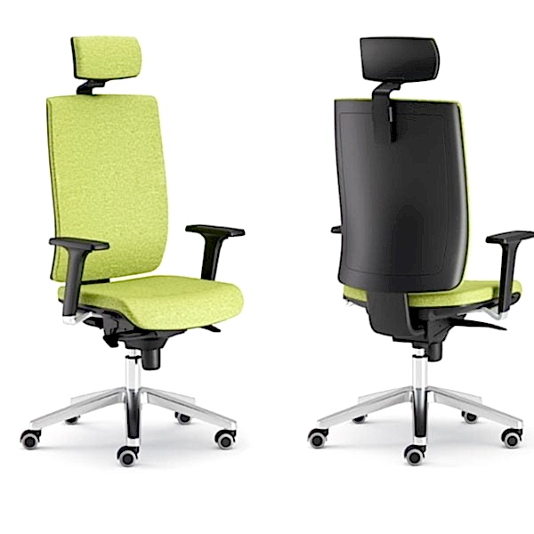 Padded seat and back office chair with smooth-gliding wheels for added comfort.