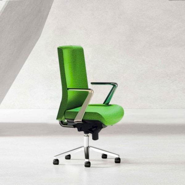 Stylish and supportive office chair on wheels for a professional look.