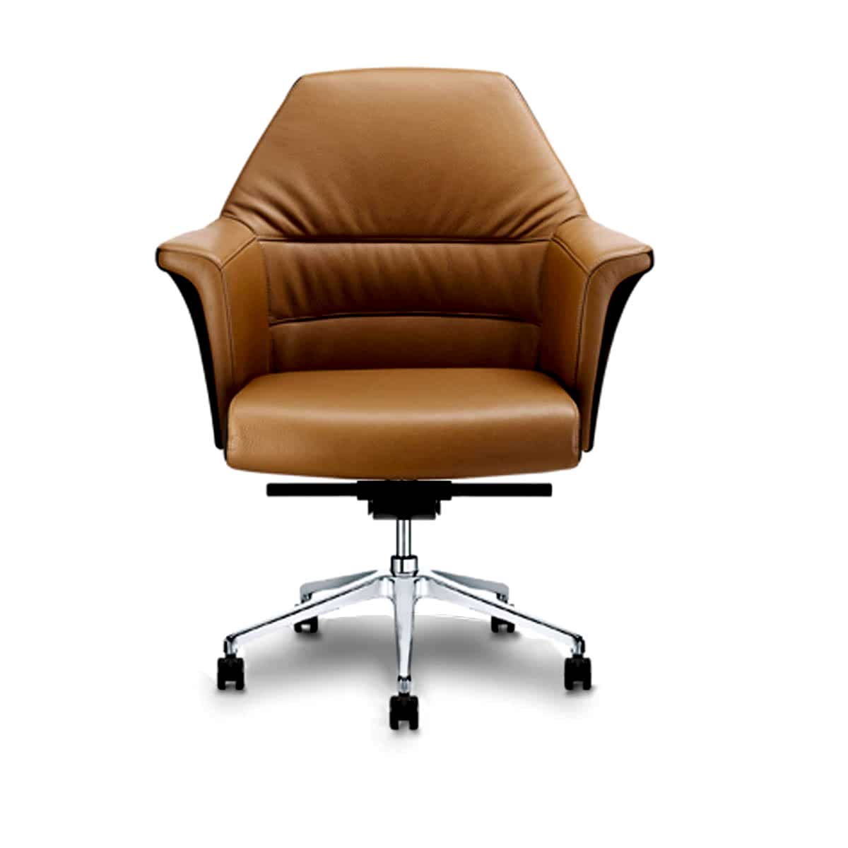 A beautiful dual color meeting room chair with inner brown upholstery finish