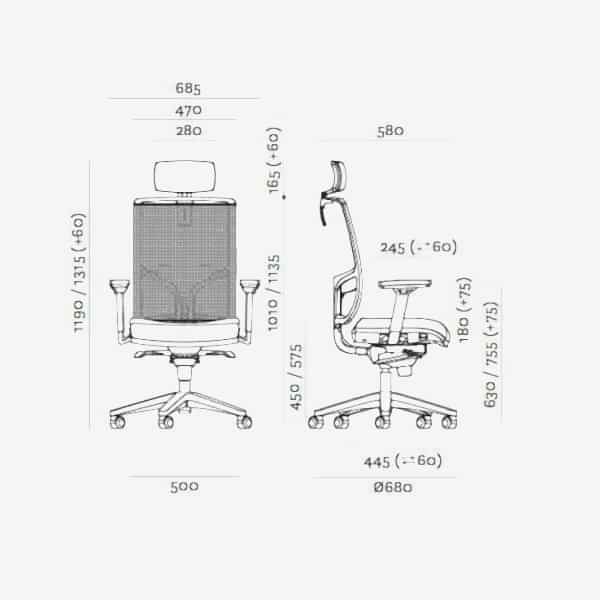 Adjustable height office chair with smooth-rolling wheels for easy positioning.
