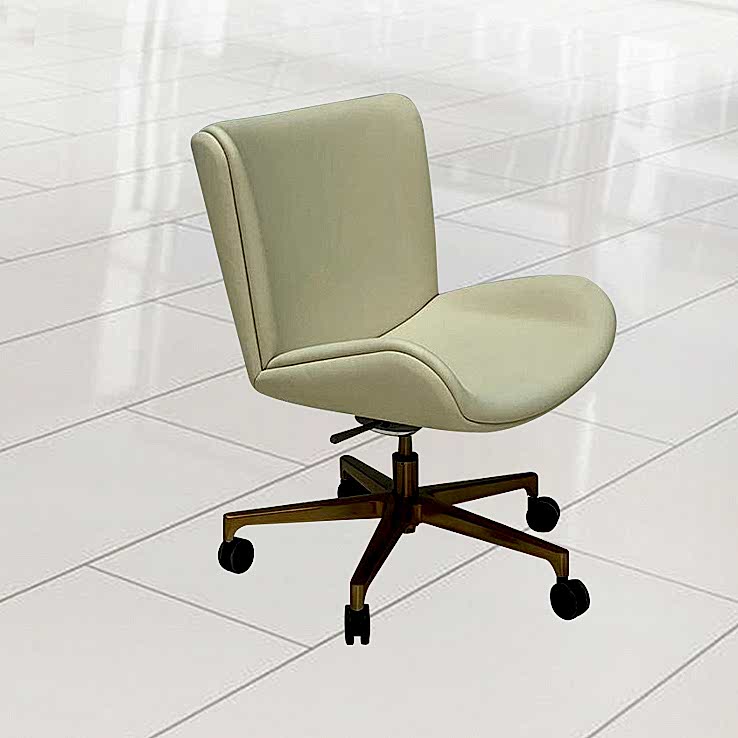 chair, characterized by a rotatable wooden leg base and a curved seat