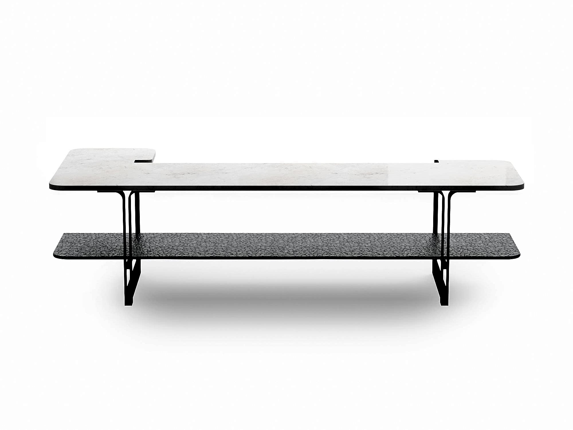 Designer coffee table with white marble top
