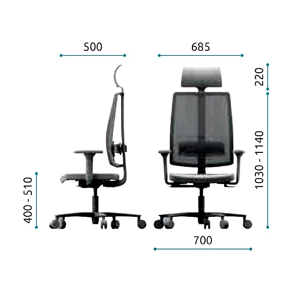 Modern design office chair with wheels for easy mobility around the workspace.