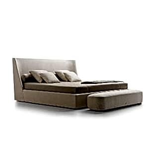 Modern style large bed in luxury upholstery fabric