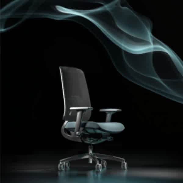 Office chair with swivel wheels for effortless movement in any direction.