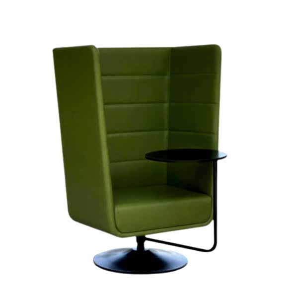Office privacy chair with integrated tablet or laptop stand