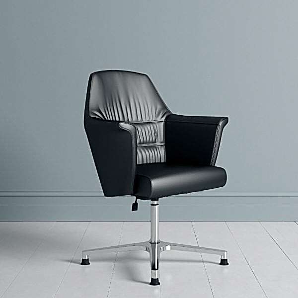 Stylish leather meeting room chair with arms