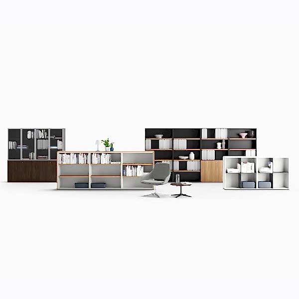Shelving cabinets with different designs
