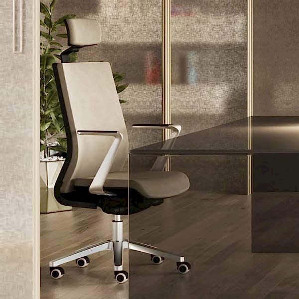 Enjoy customizable comfort with our office chair featuring adjustable arms and smooth-rolling wheels.