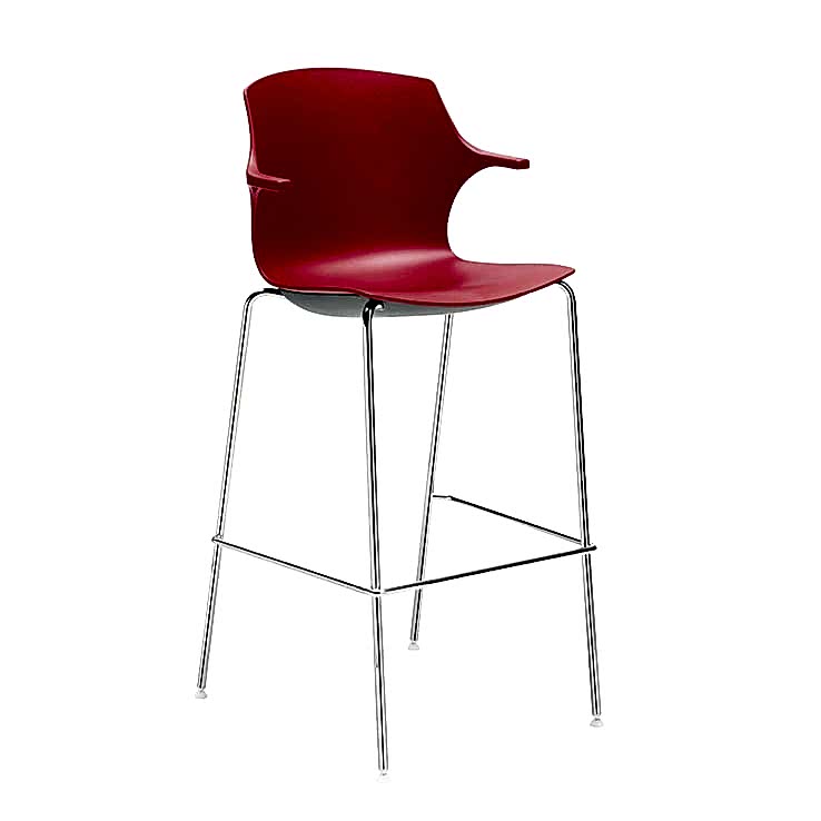 Modern bar stool with red seat