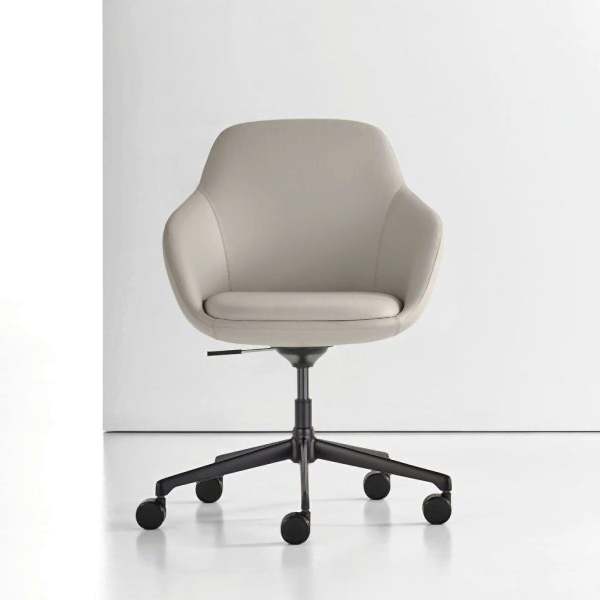 Light color meeting office chair on wheels