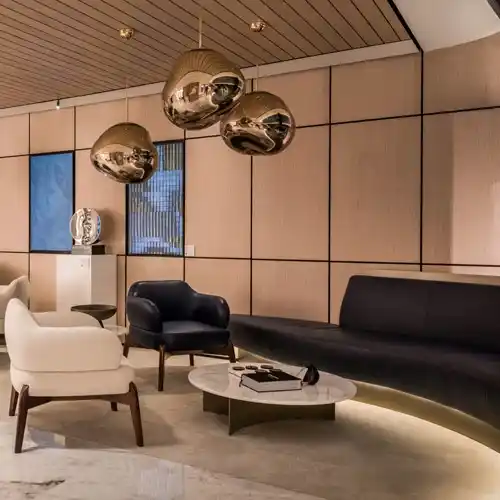 Living room furniture set in a hotel hall