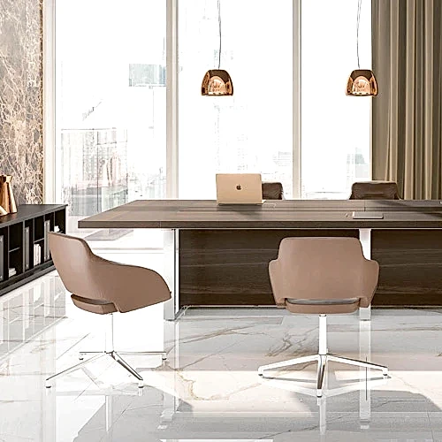 Office meeting room table with-modern visitor chairs