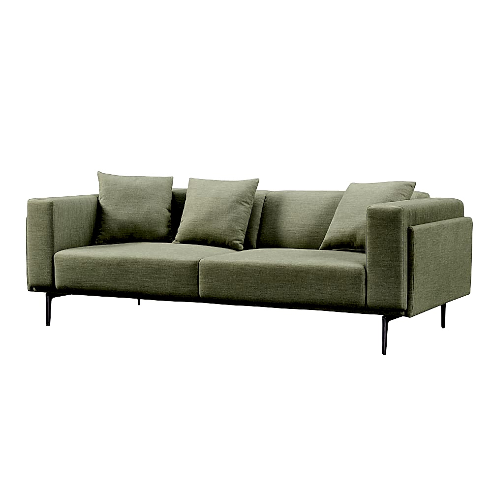 Lavish long sofa on metal legs