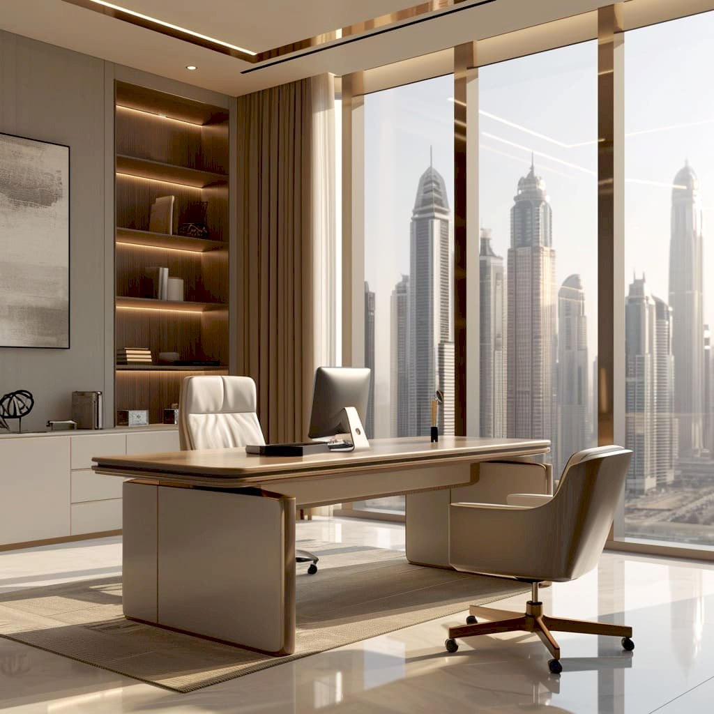 A prestigious executive room with attention to detail and a contemporary flair.