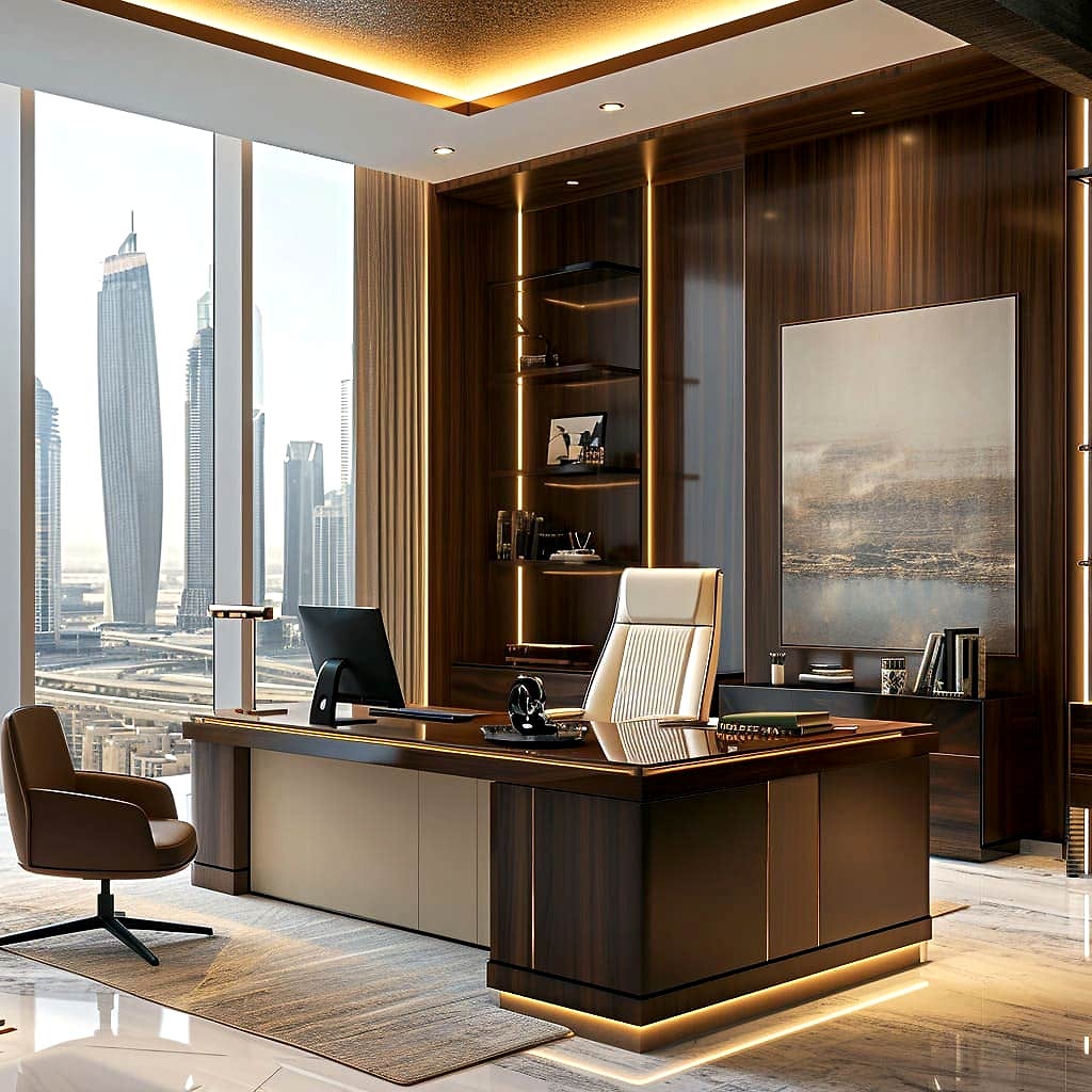 A top-tier boss office that combines cutting-edge technology with stylish aesthetics.