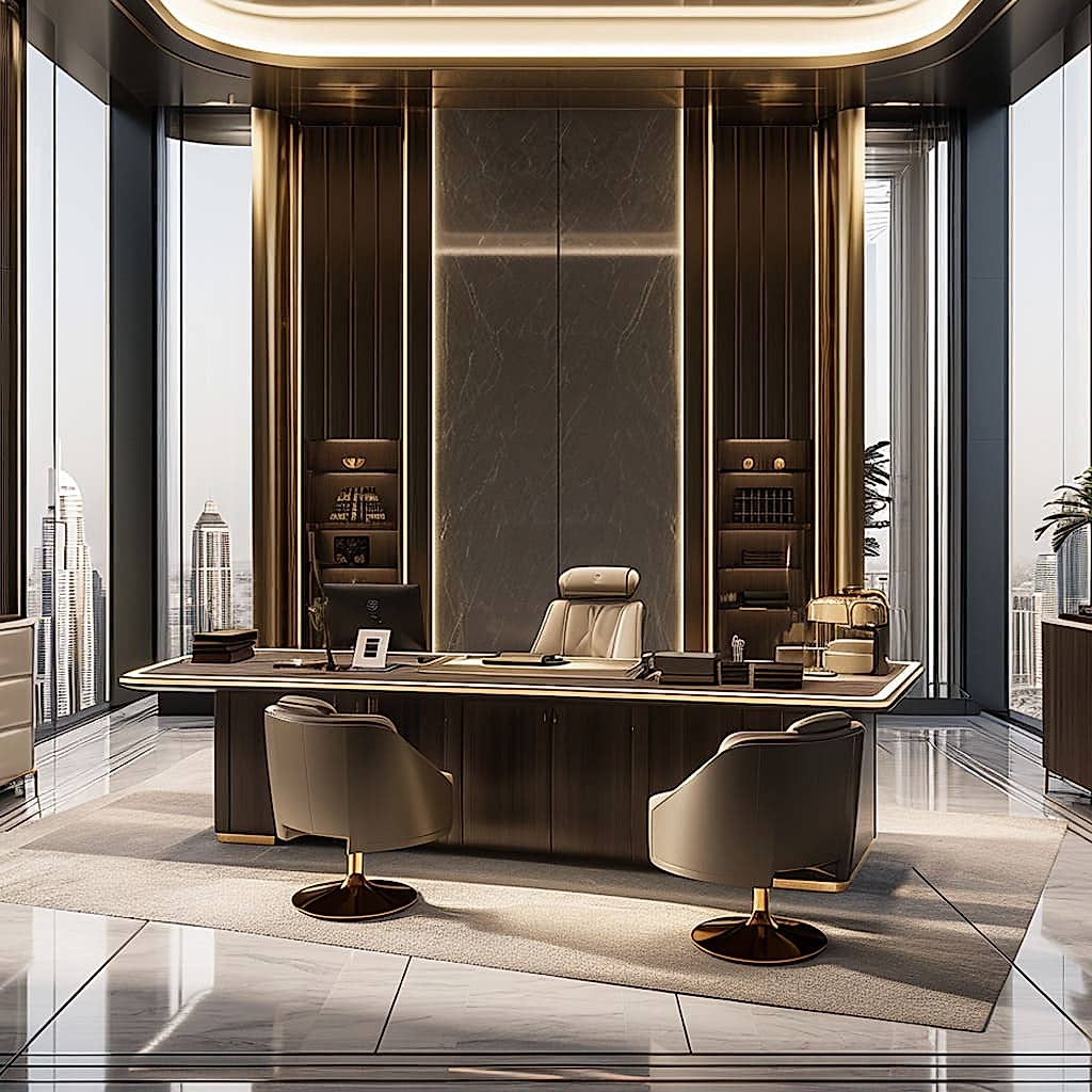 The opulence of a contemporary workspace, designed for success.