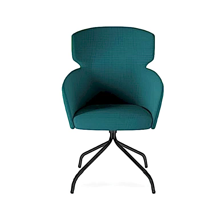 A modern chair on a spider style leg