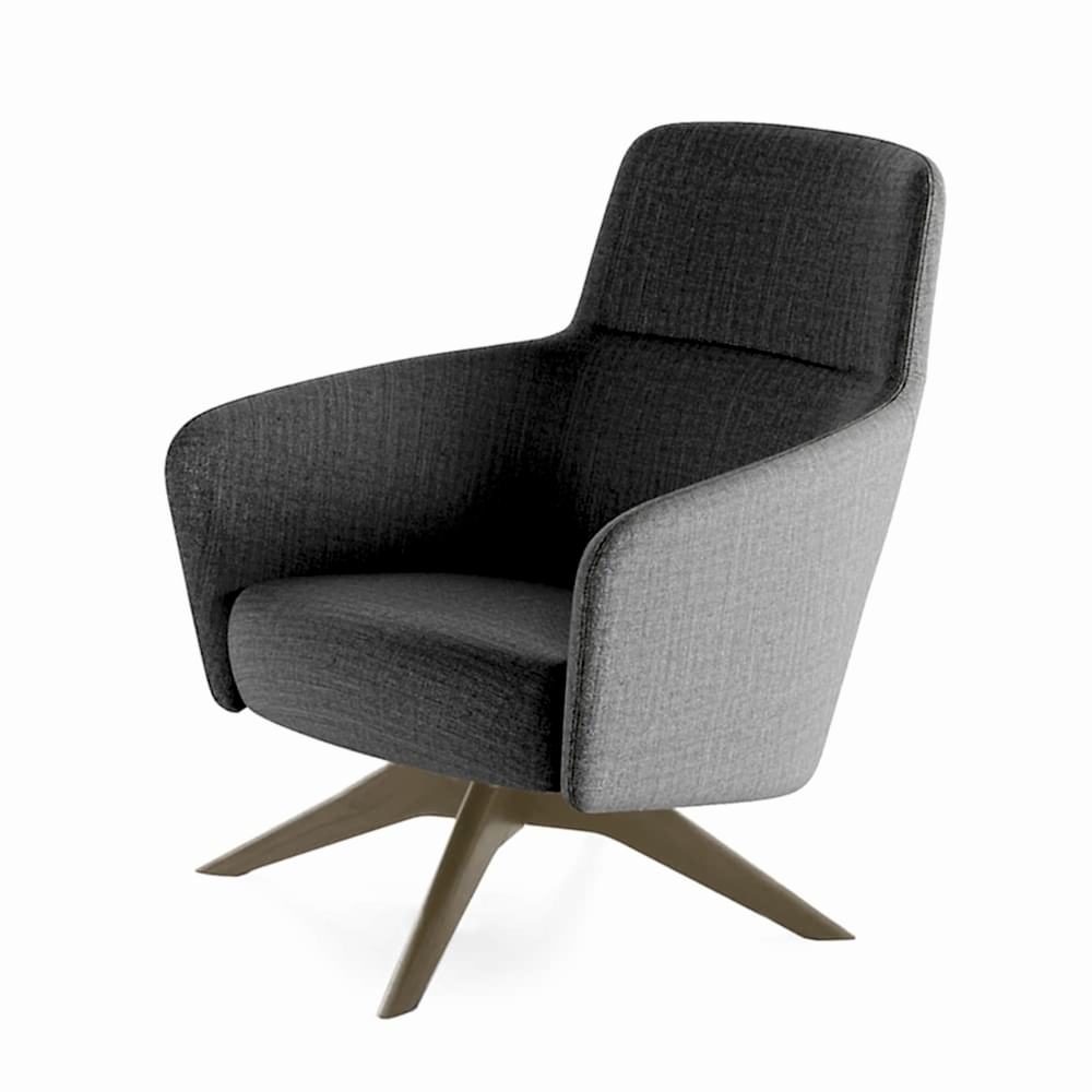 A sleek grey chair with a modern design