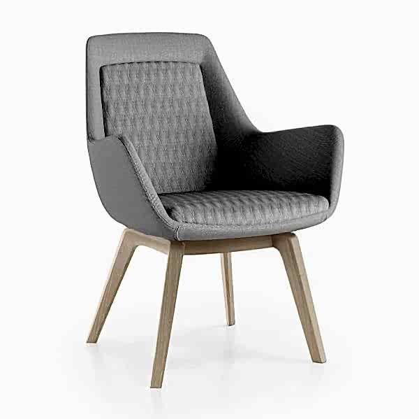 An armchair featuring a sleek profile