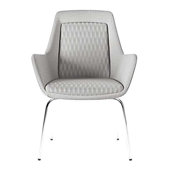 Comfortable grey chair with a quilted fabric design