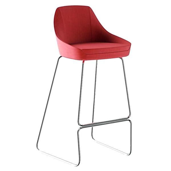 Elegant high stool featuring cold-cure polyurethane foam and durable metal structure.