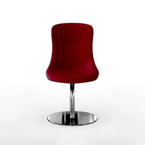 Leather fabric chair with a modern black base.