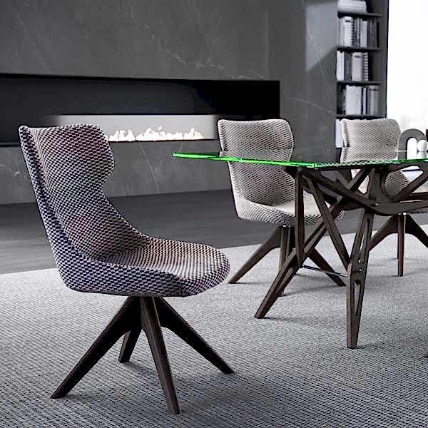 Light grey fabric chair with a modern twist