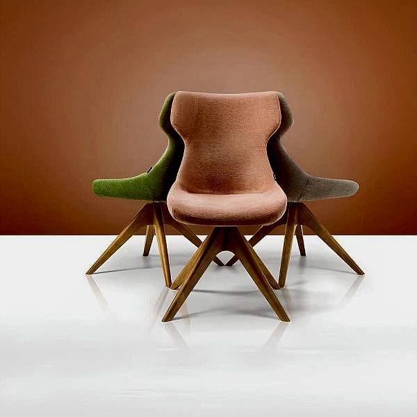 Sleek armchair with a sturdy wooden base