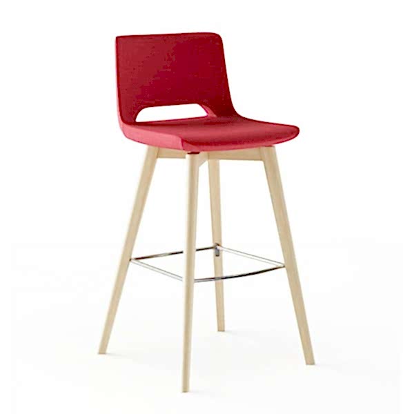 Sleek high stool with cold-cure polyurethane foam for maximum comfort in the office.