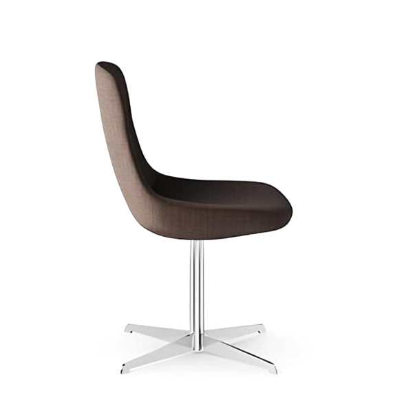 Stylish chair with a sturdy black metal frame.