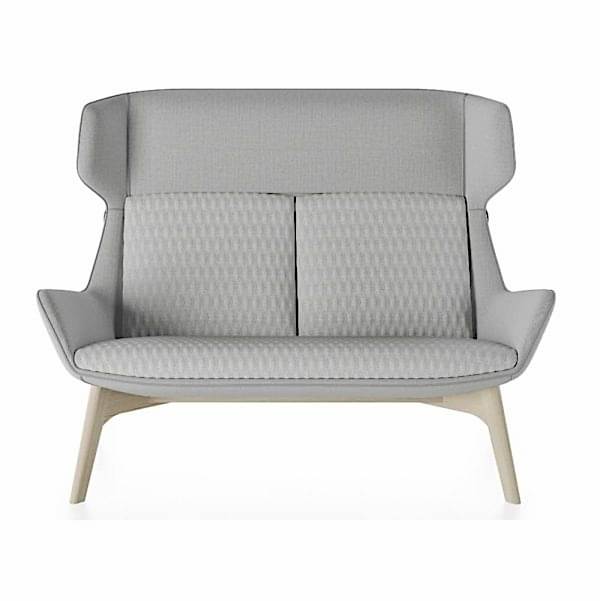 Stylish lounge with a unique fabric pattern.