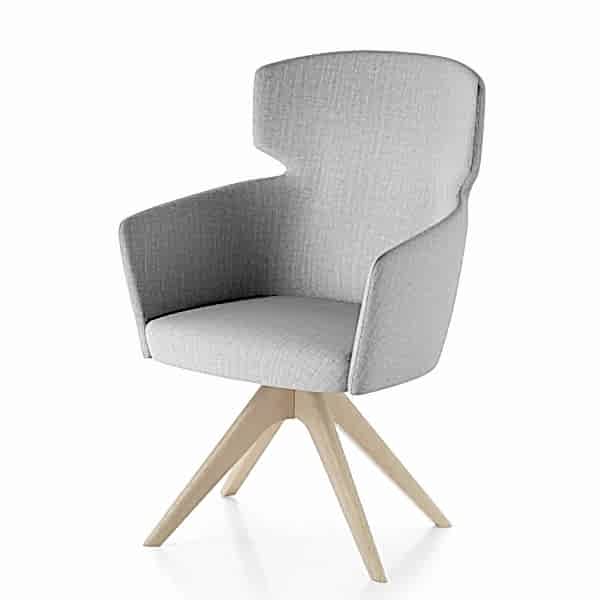 The elegant slate color armchair enhances any room with its sophistication