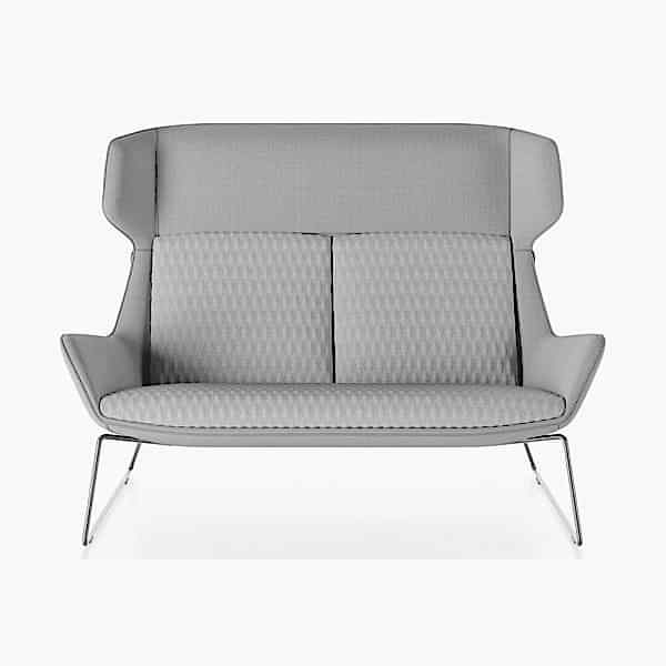 Unique fabric adds a touch of luxury to the sofa.