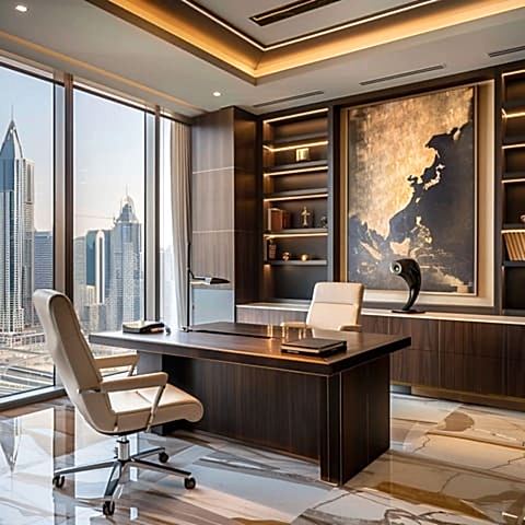 An executive manager office interior features high-end furnishings