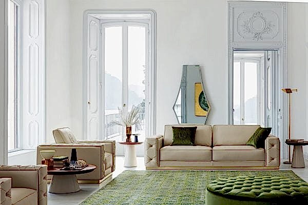 The modern sofa boasts a minimalist aesthetic with its simple yet stylish silhouette and monochromatic color scheme