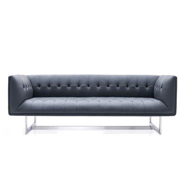 Elevate your space with a modern twist on classic style – our low-back capitone design sofa on sleek metal legs.