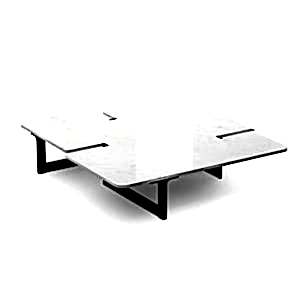 stunning standout piece with a unique geometric composition and cuts in the marble top, carefully crafted for both beauty and durability